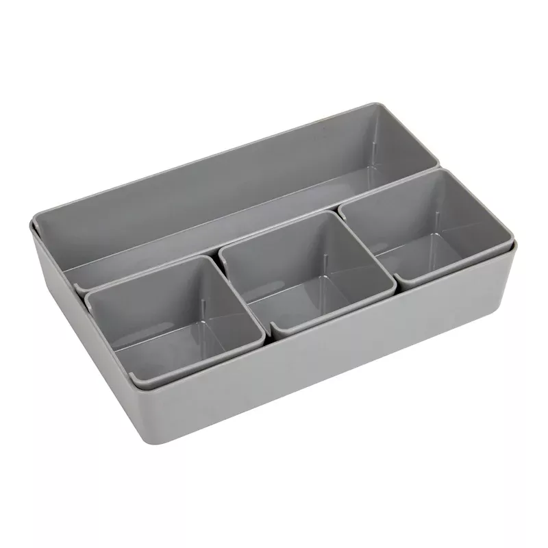 5-Pack Drawer Bin, Grey