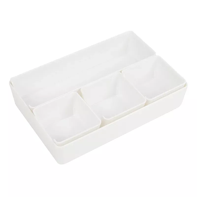 5-Pack Drawer Bin, White