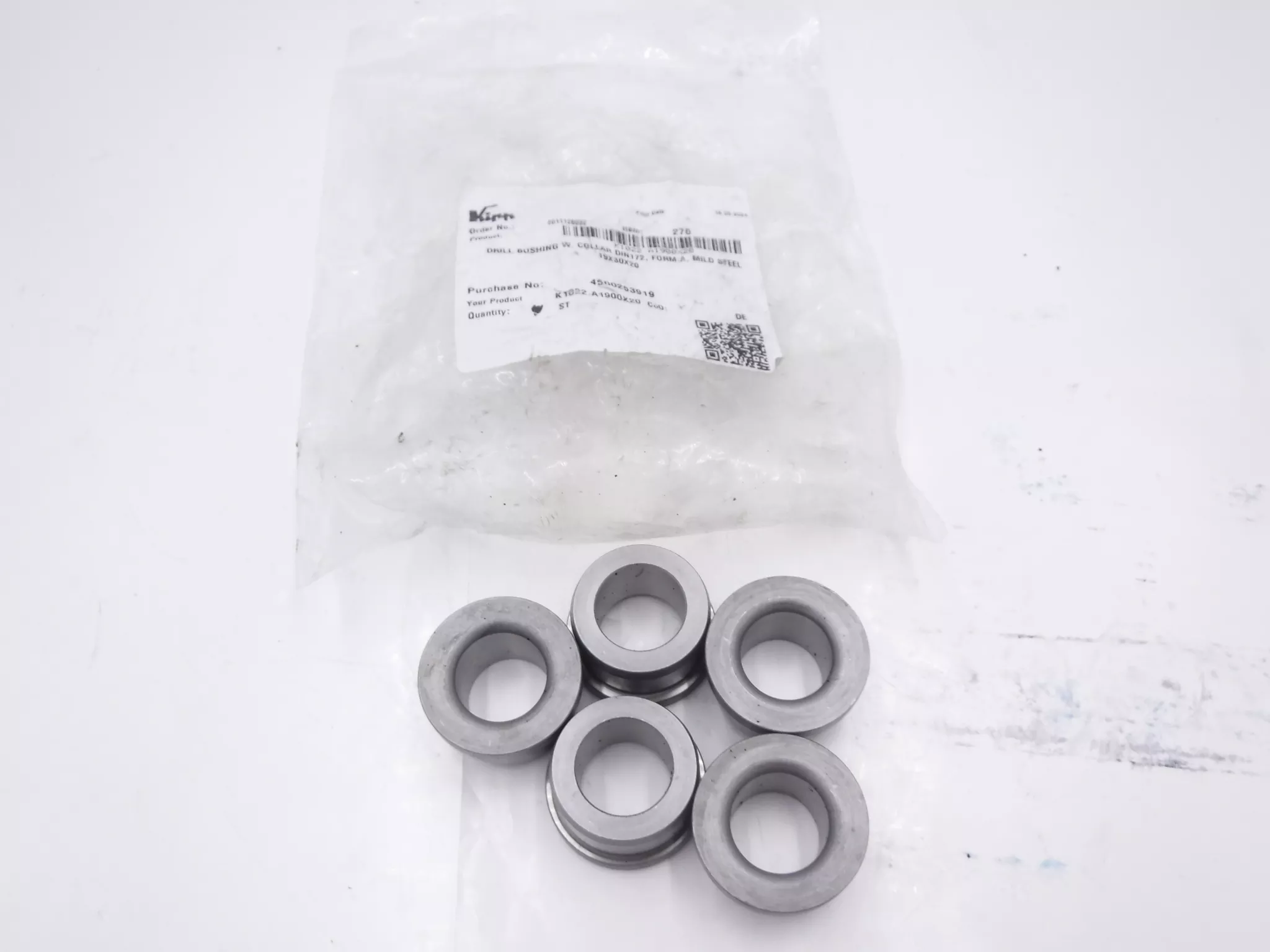 5 Pack KIPP 19 x 30 x 20mm DIN 172 Style A Mild Steel Drill Flanged Bushings