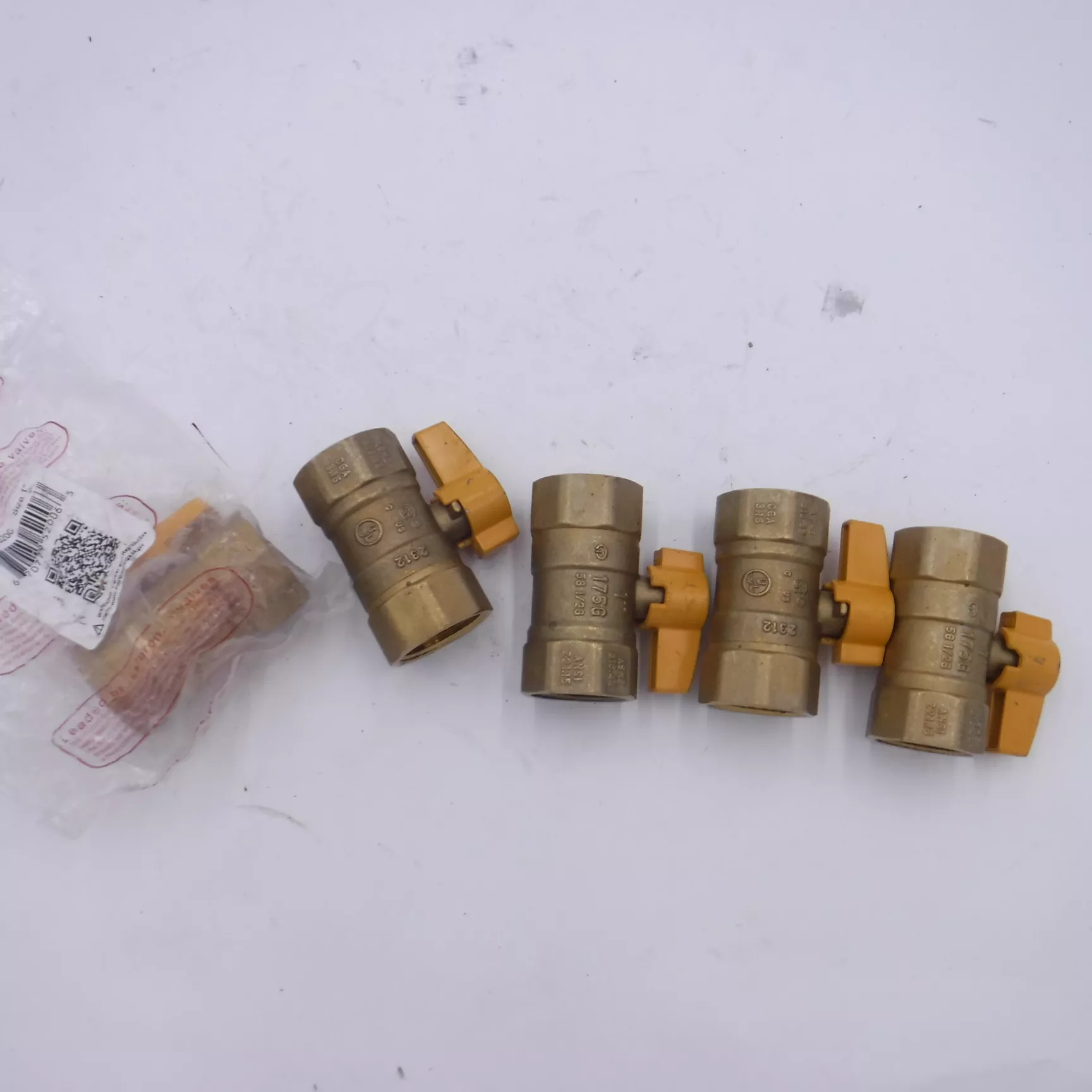 5 Pack Red-White Valve 1″ Brass Gas Ball Valves 5200