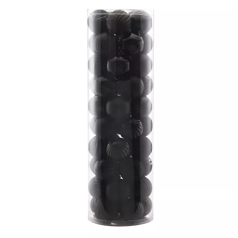 50-Count Black Mix Shatterproof Ornaments, 2"
