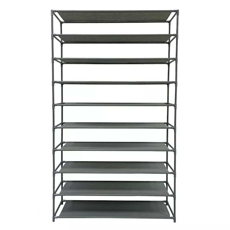 50-Pair Fabric Shelf Standing Shoe Rack, Light Grey