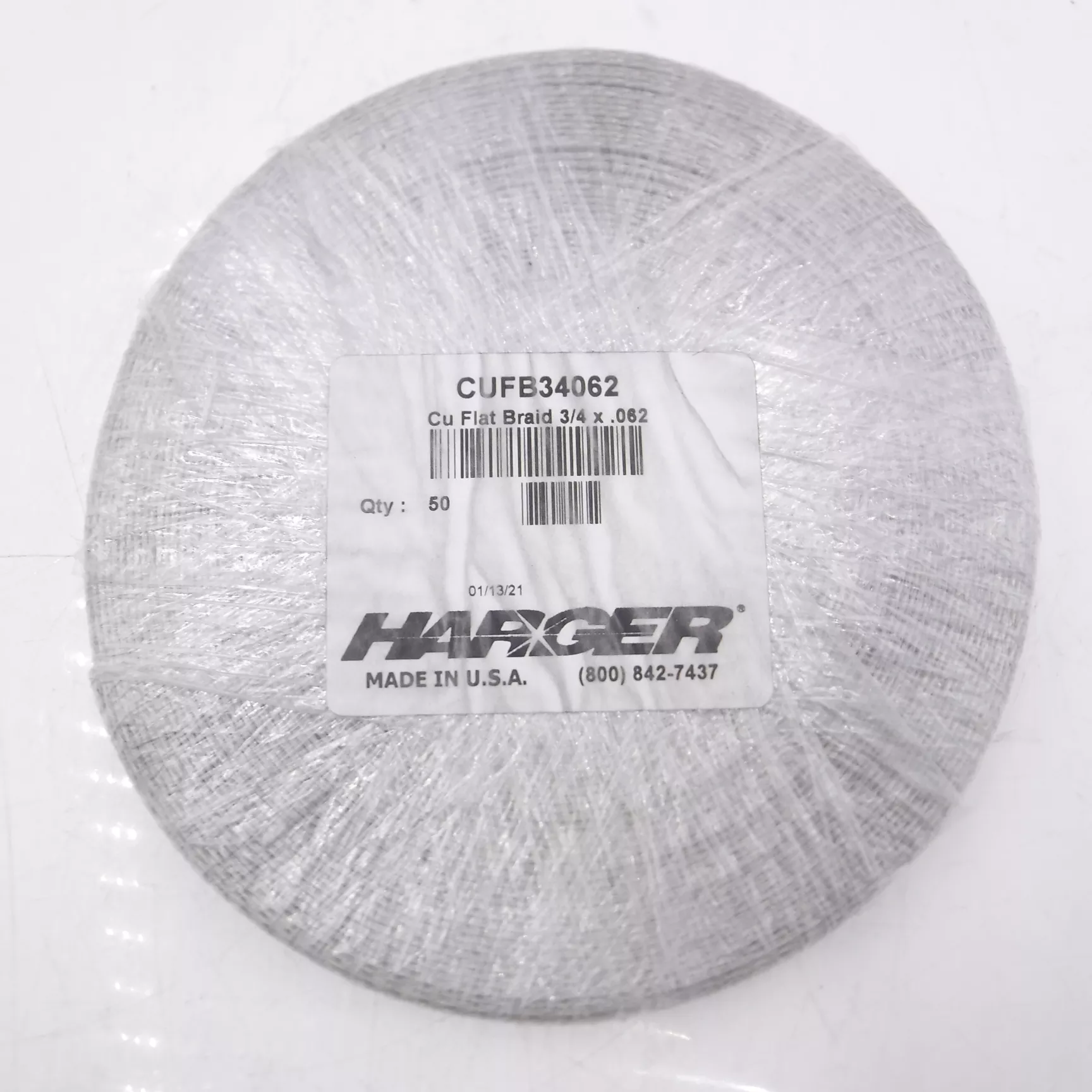 50′ Roll Harger Copper Flat Braid Conductor 3/4″ x .062″ 6 Gauge CUFB34062