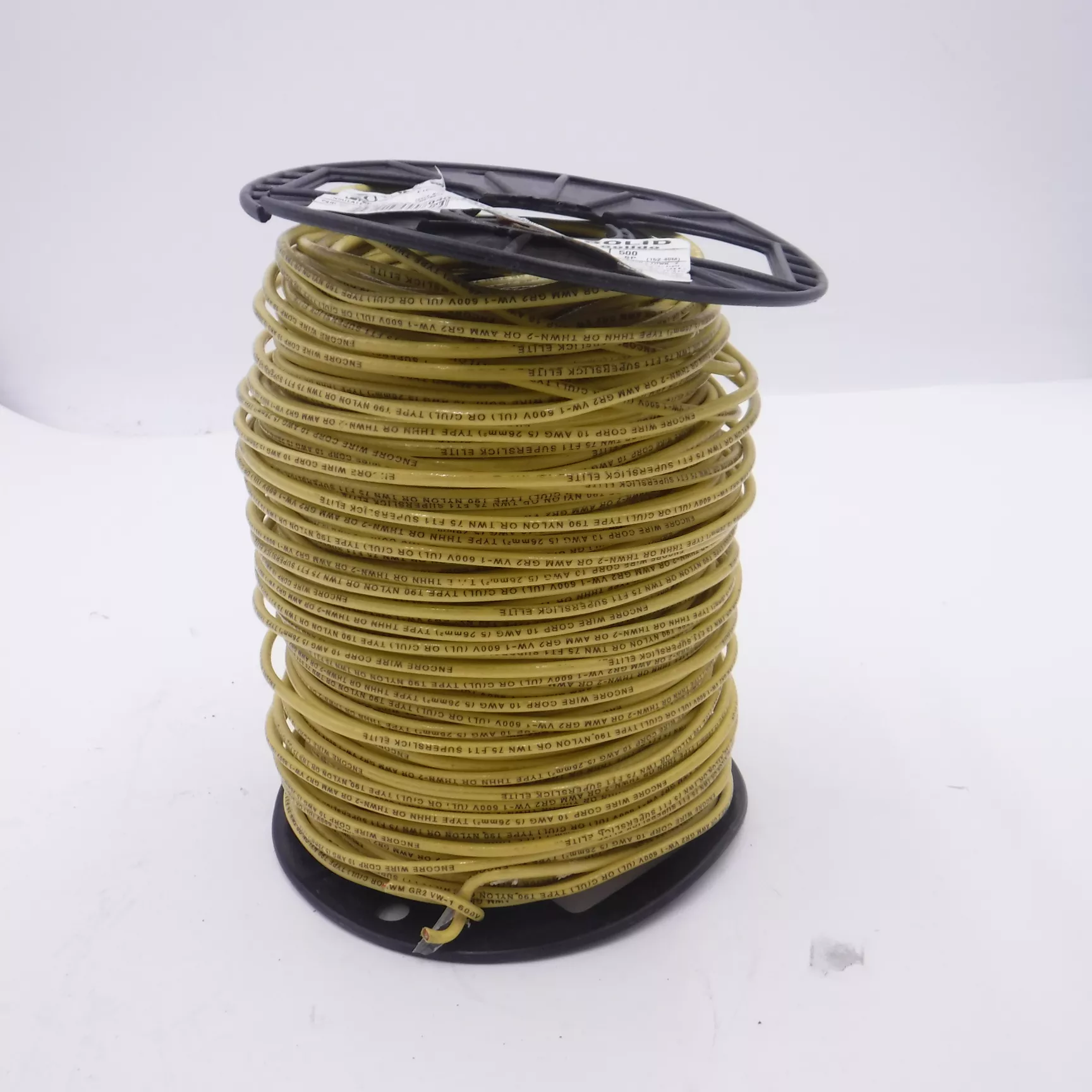 500′ Encore Solid Yellow THHN Wire Spool 105100906040 10AWG 600V