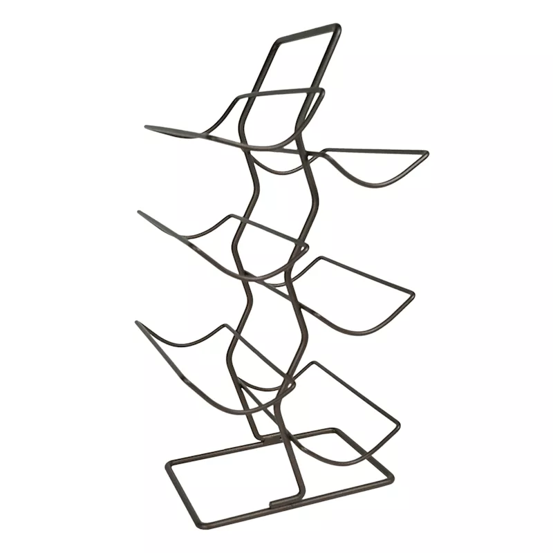 6-Bottle Powder-Coated Bronze Offset Wine Rack