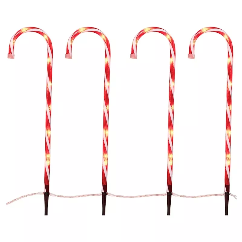 6-Count Pre-Lit Candy Canes with 54 Lights, 24"