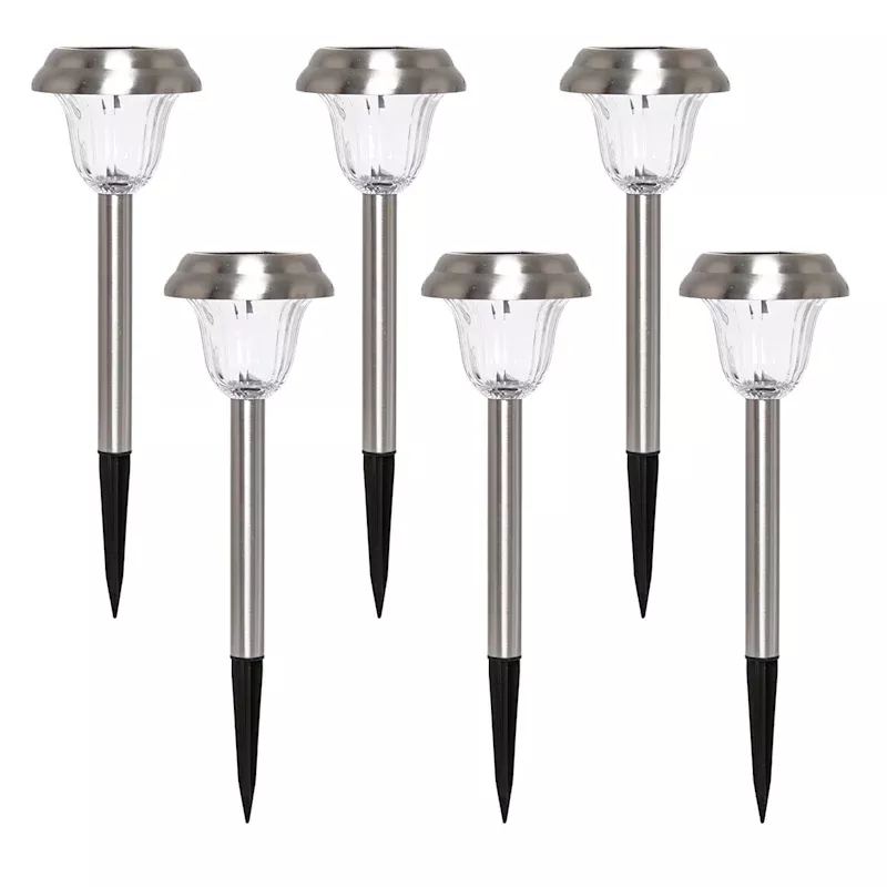 6-Pack 5-Lumen Solar Silver Melville Pathway Lights