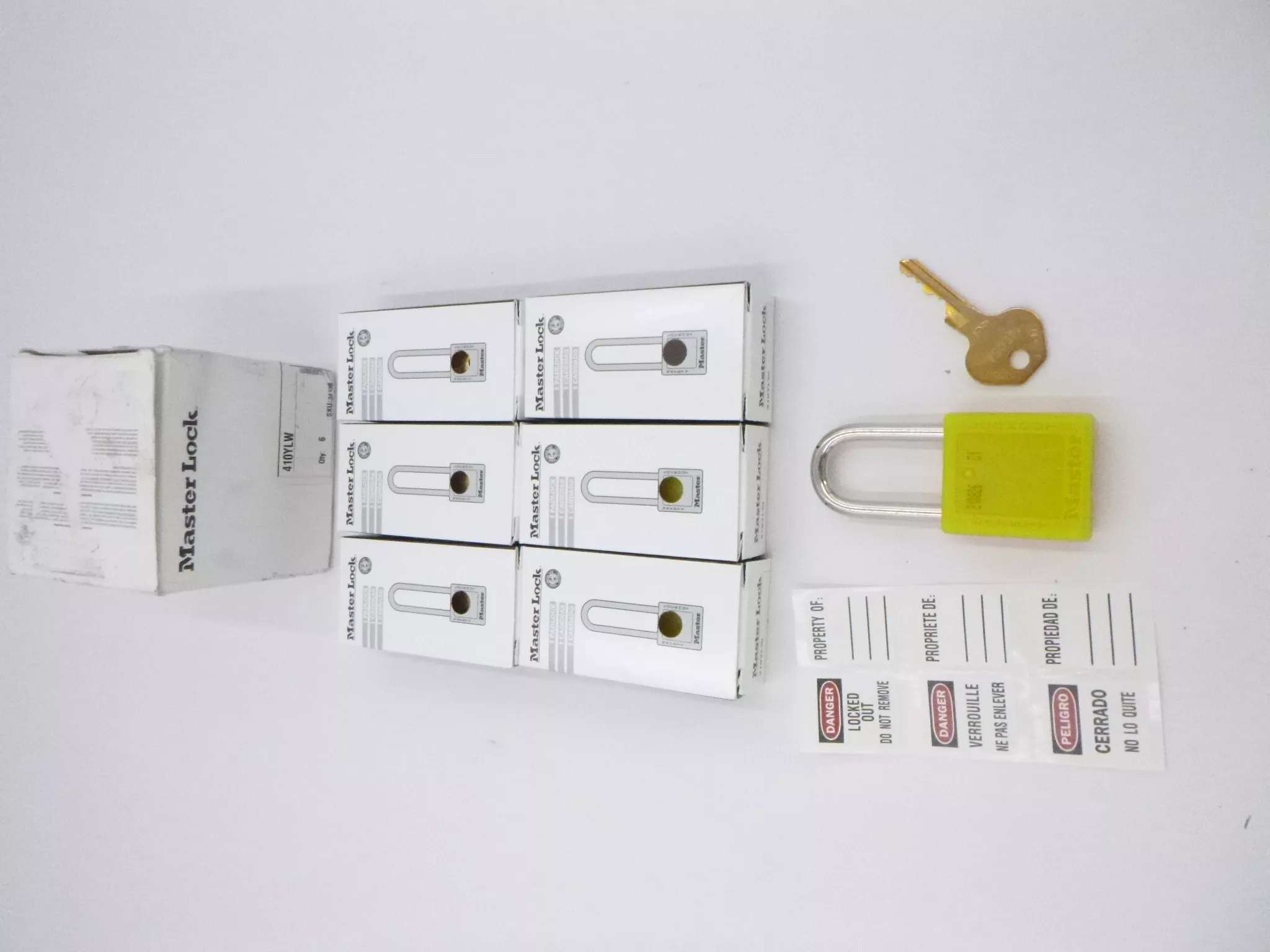 6 Pack Master Lock 410YLW Zenex Lockout Padlock Keyed Thermoplastic Yellow Metal