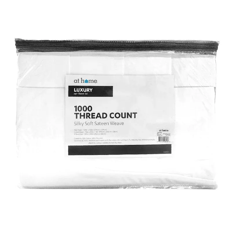 6-Piece White 1000 Thread Count Cotton Blend Sateen Sheet Set, King