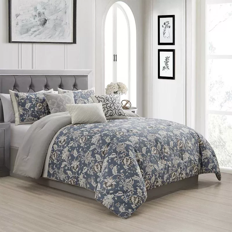 7-Piece Brighton Multicolor Floral Design Comforter Set, King