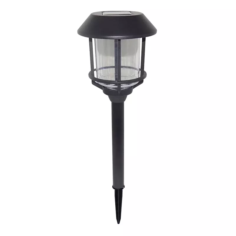 8-Lumen Solar Black Caged Pathway Light