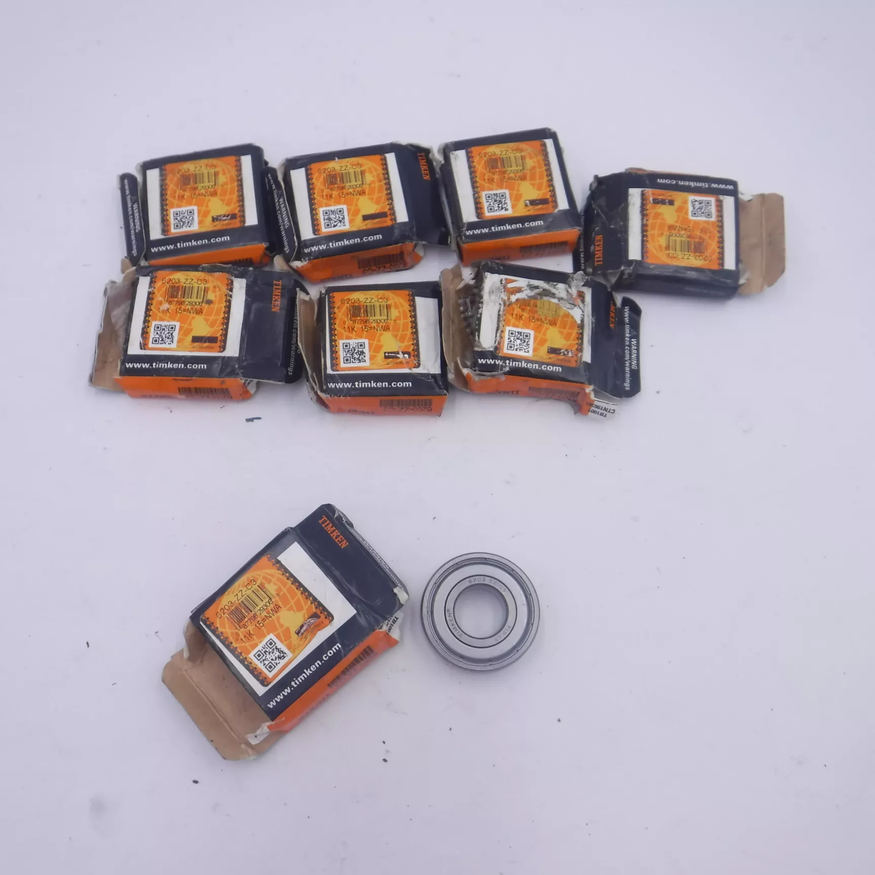8 Pack Timken Radial & Deep Groove Ball Bearings 6203-ZZ-C3 7 mm ID 40 mm OD
