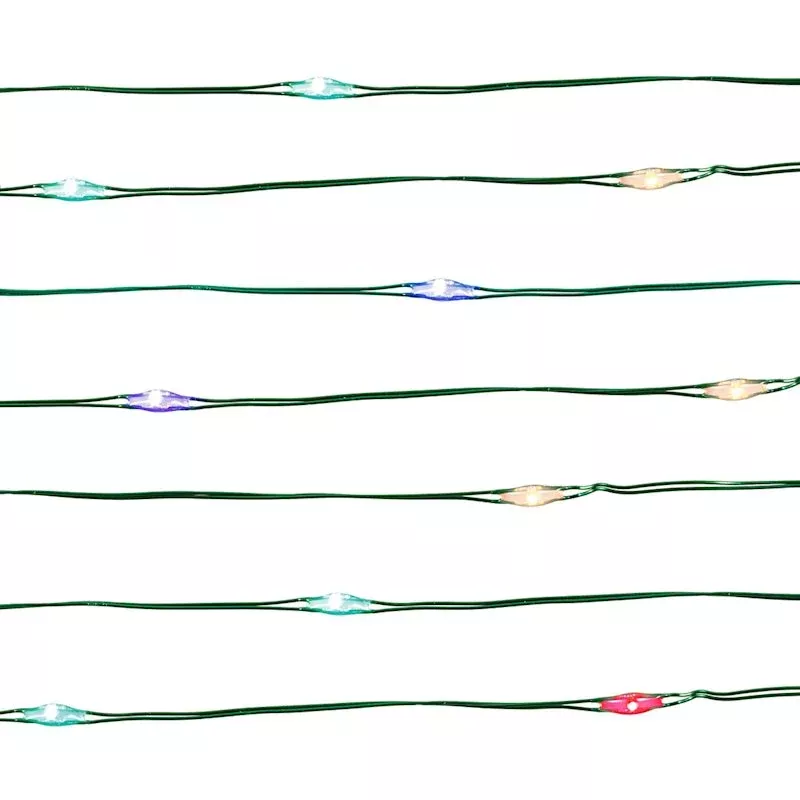 80-Count Multicolor String Lights with Green Wire, Battery Operated