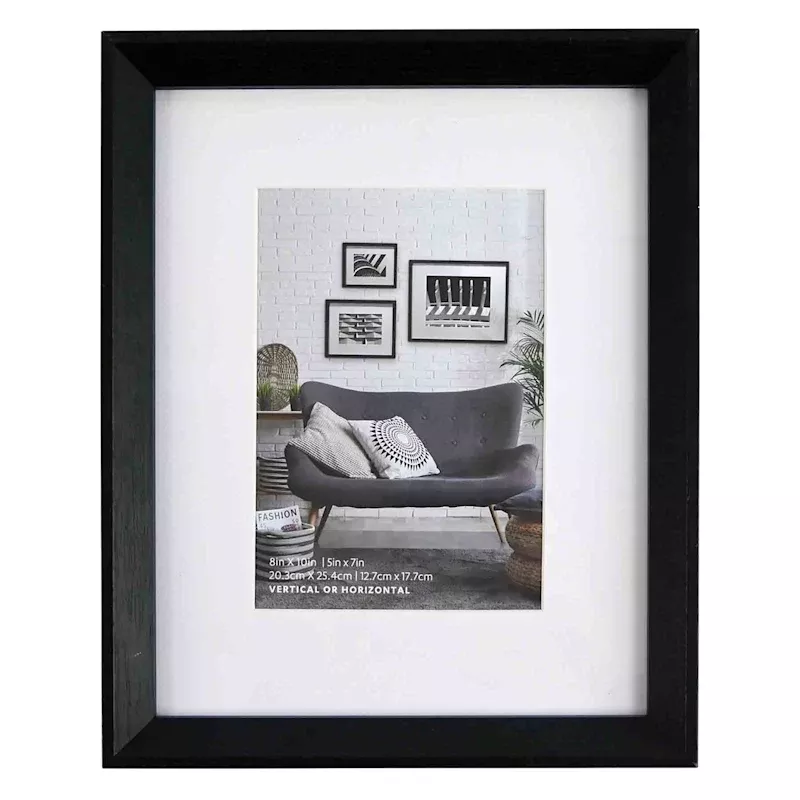 8x10 Matted to 5x7 Wall Frame, Black