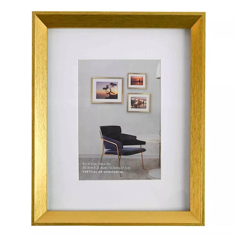8x10 Matted to 5x7 Wall Frame, Gold