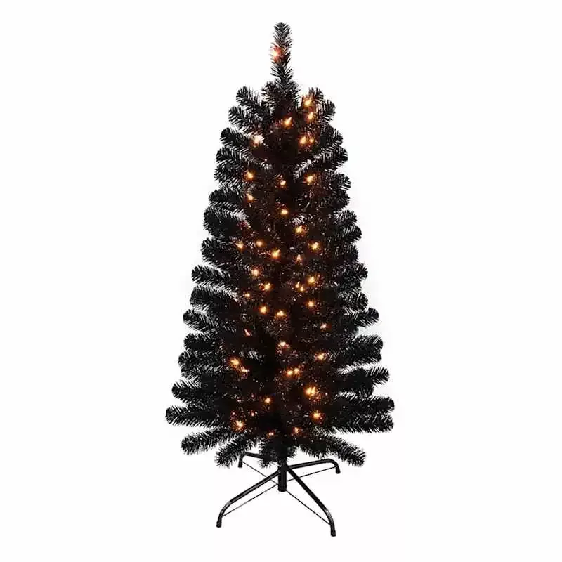 (A14) Pre-Lit Black Tree, 4'