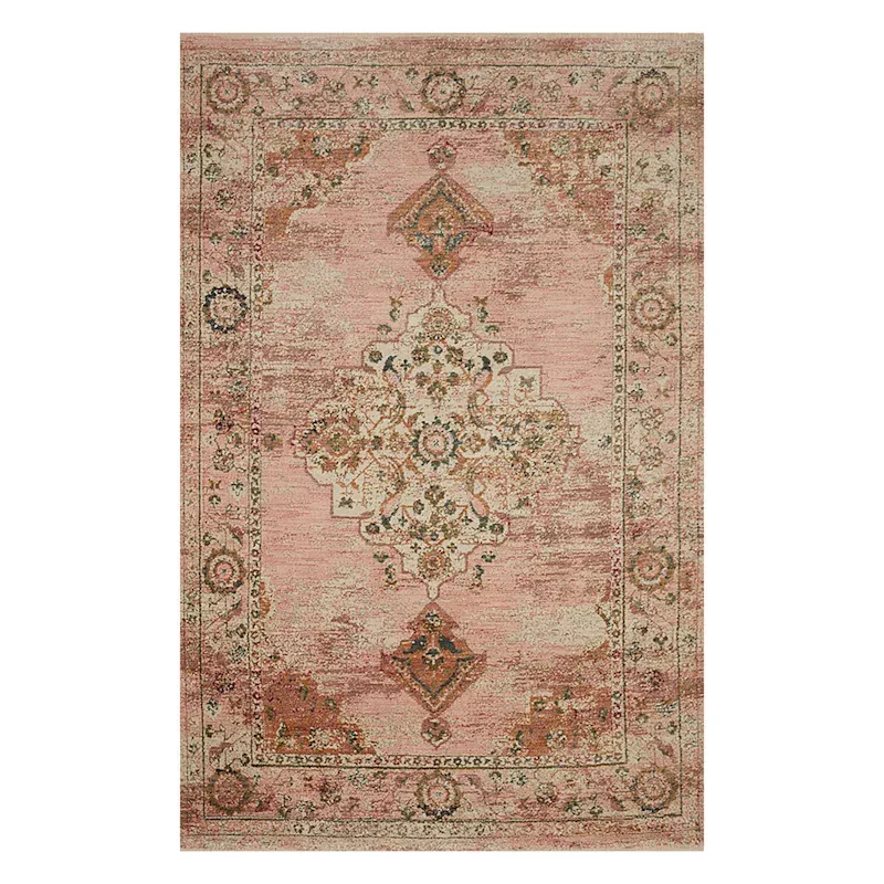 (A465) Pink Jeweled Medallion Area Rug, 8x10