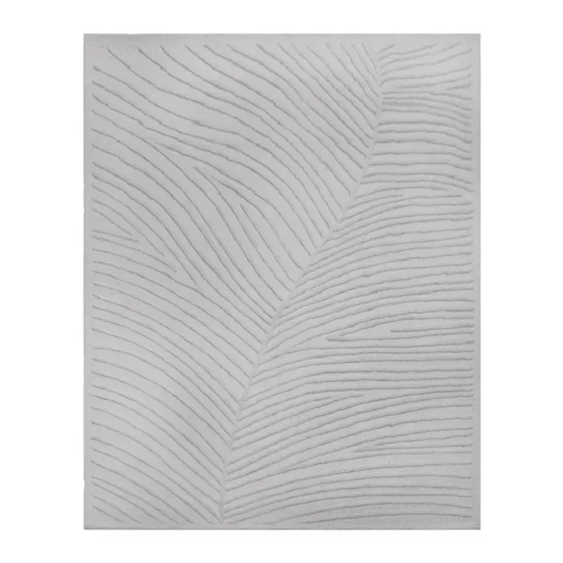 (A482) Neutral Palm Area Rug, 8x10