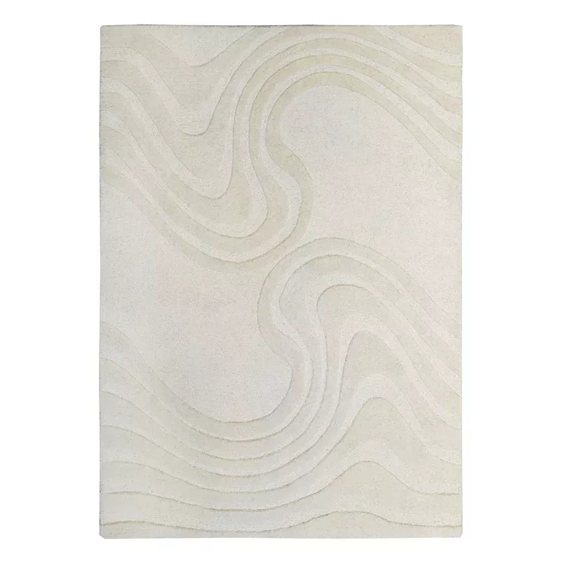 (A492) Lagon Ivory High-Low Area Rug, 5x7