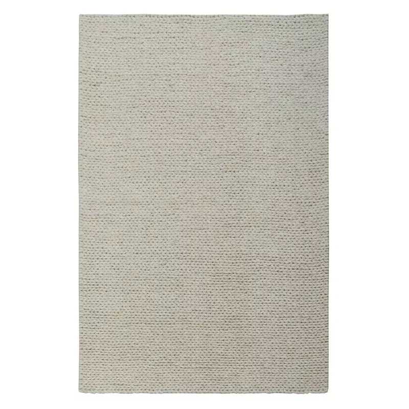 (A494) Ivory Chunky Knit Patterned Area Rug, 5x7