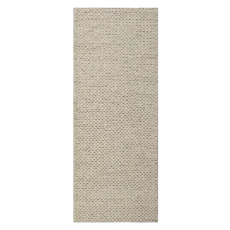 (A494) Ivory Chunky Knit Patterned Runner, 2x6