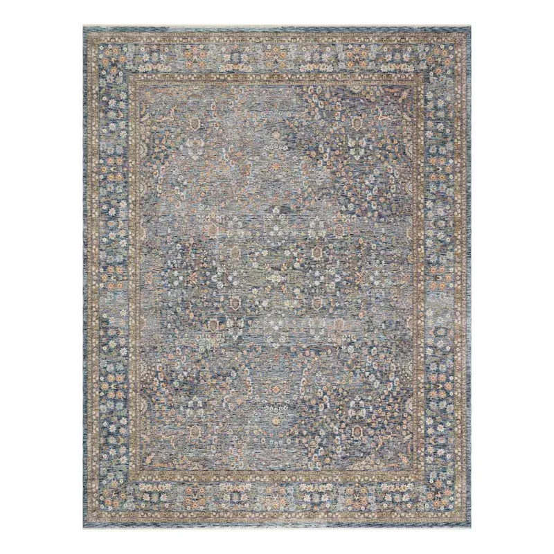 (A495) Ballard Blue Floral Medallion Area Rug, 8x10