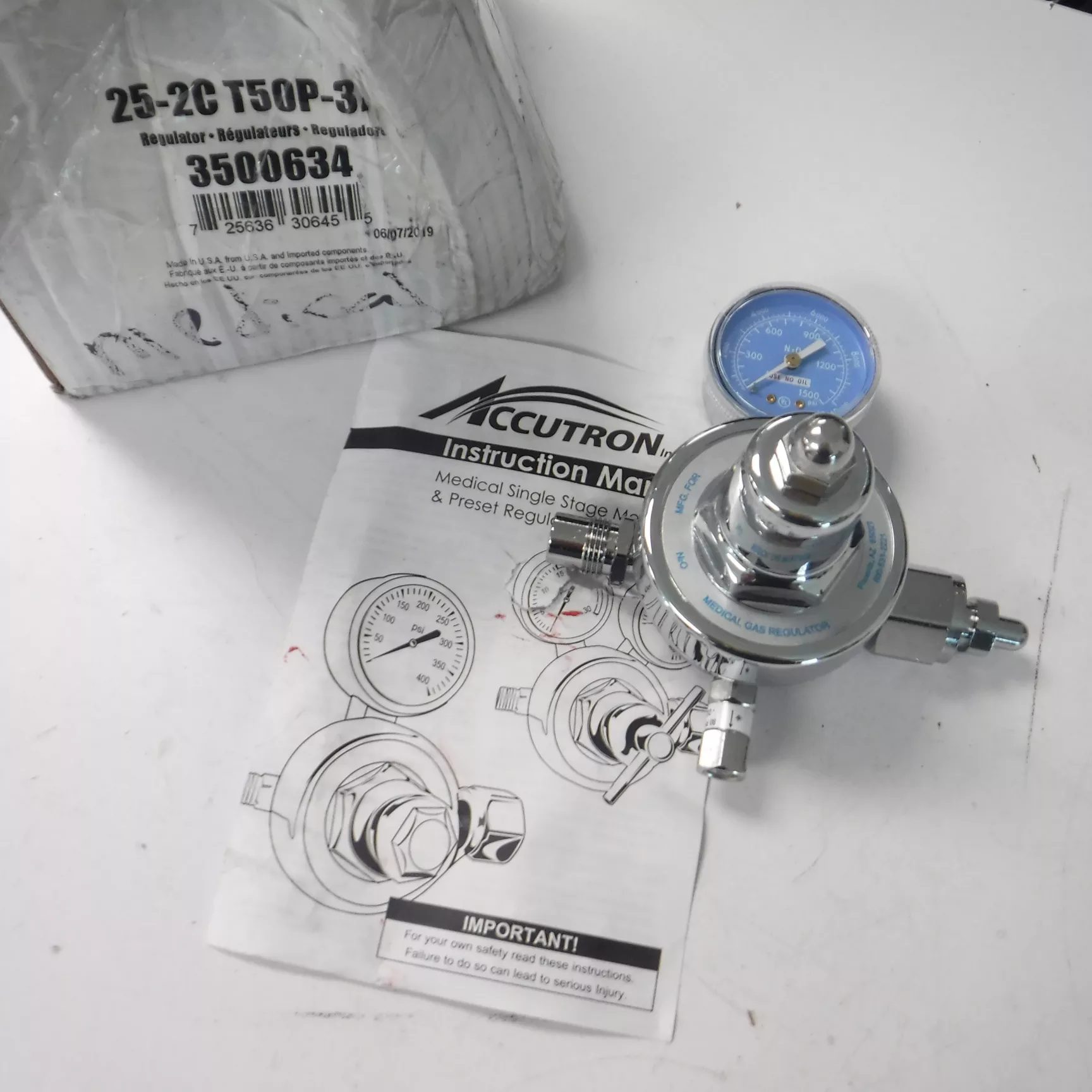 Accutron Medical Single-Stage Preset Regulator 3500634 25-2C T50P-326
