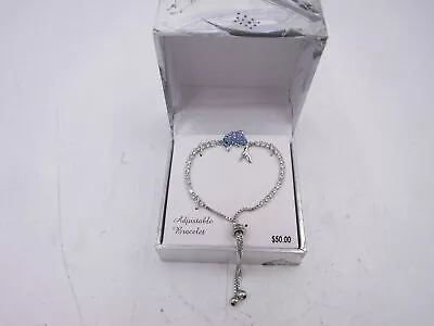 Adjustable Dolphin Bracelet Silver CZ Blue Dolphin, Adult
