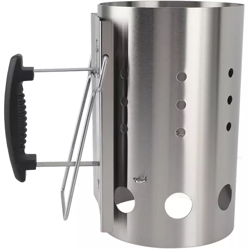 Agatige Charcoal Grill Chimney Starter, Stainless Steel Portable Charcoal Lighter Burner Grill Accessory for Barbecue Camping Picnic