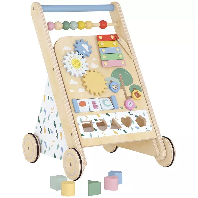 AIYAPLAY Wooden Baby Walker With Speed Control Activity Centre For 18 M+