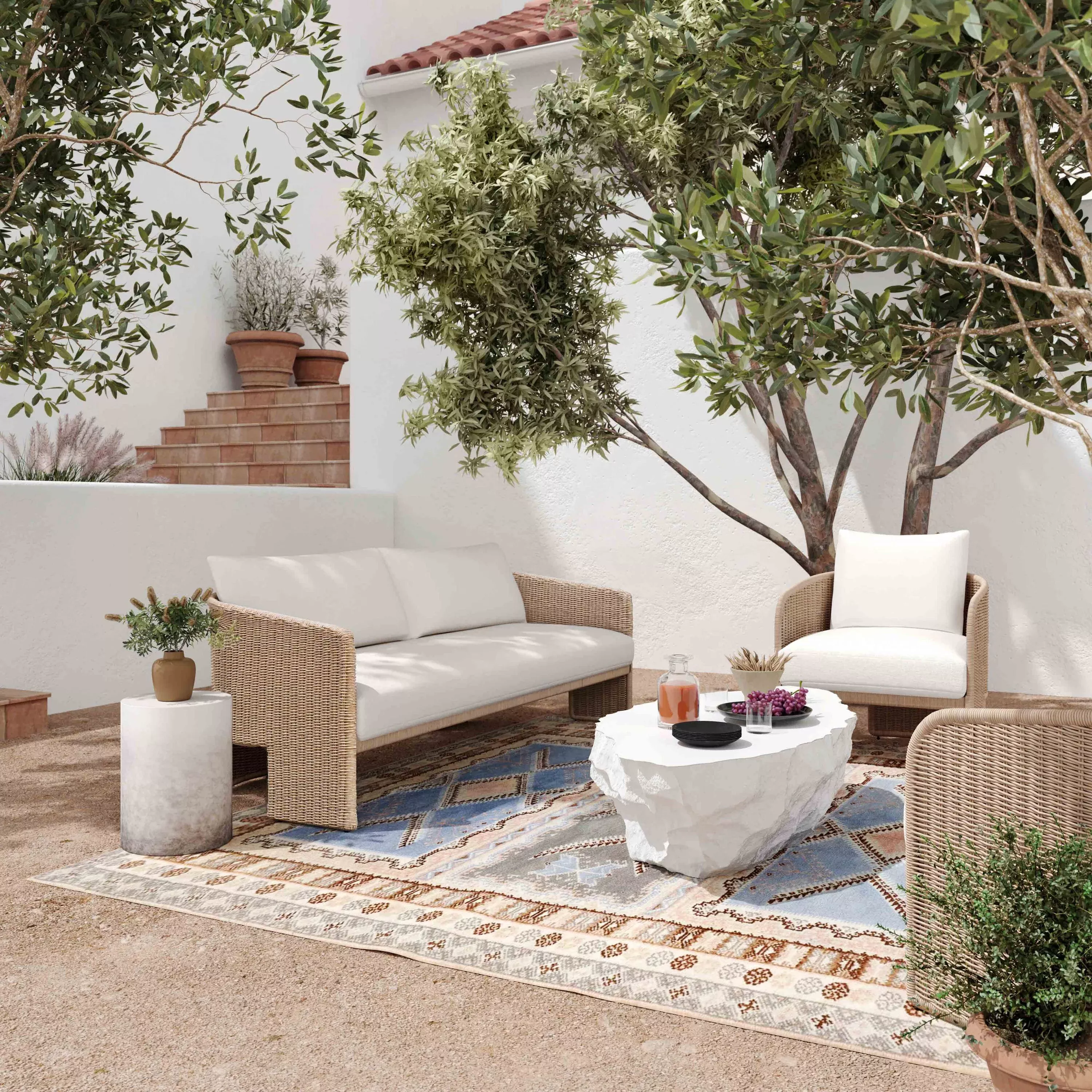 Alexa Natural Rattan Outdoor Sofa
