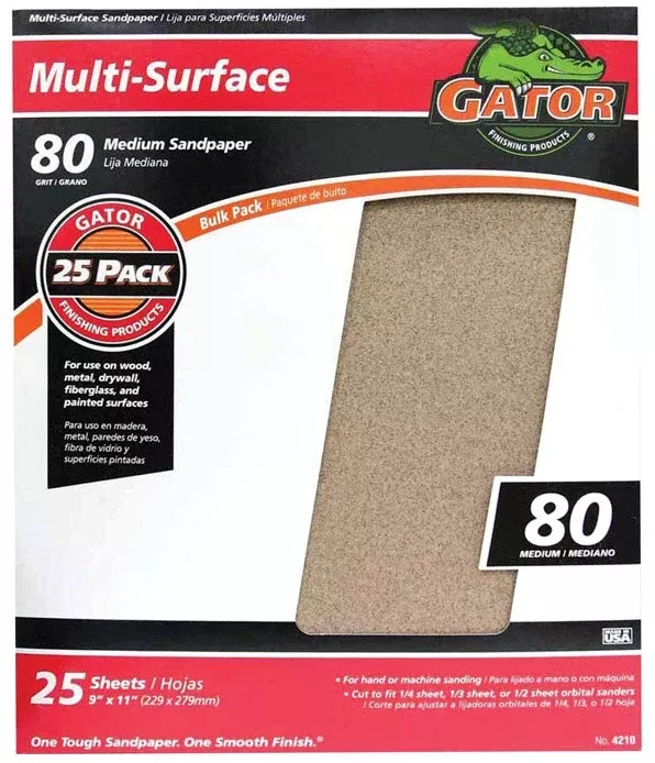 Ali Industries 4210 Aluminum Oxide Sanding Sheets, 9" x 11", 80C Grit