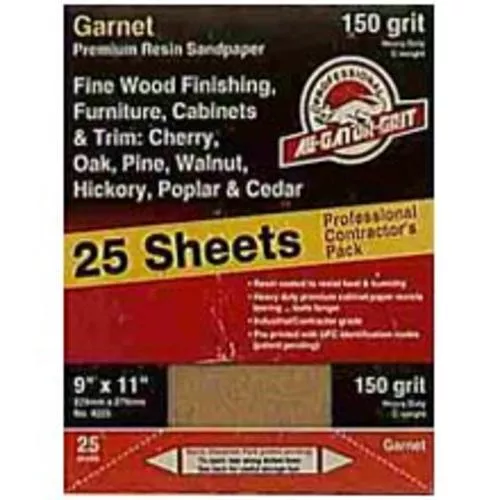 Ali Industries 4226 Resin Garnet Sanding Sheets 9"X11"