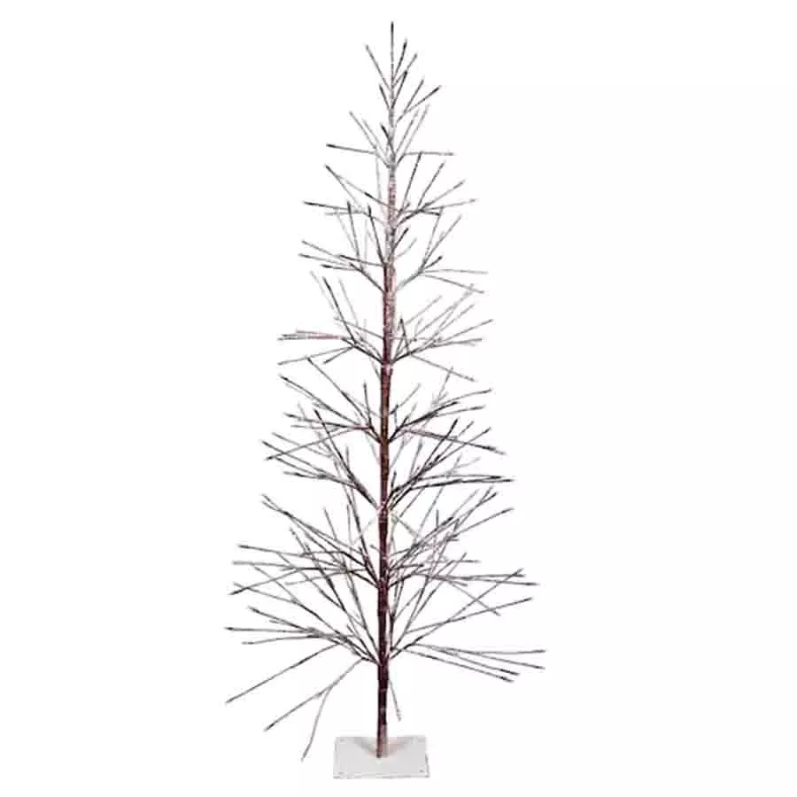 Alpine Flocked Brown Christmas Tree with _x005F_x000D_ Warm White LED Lights