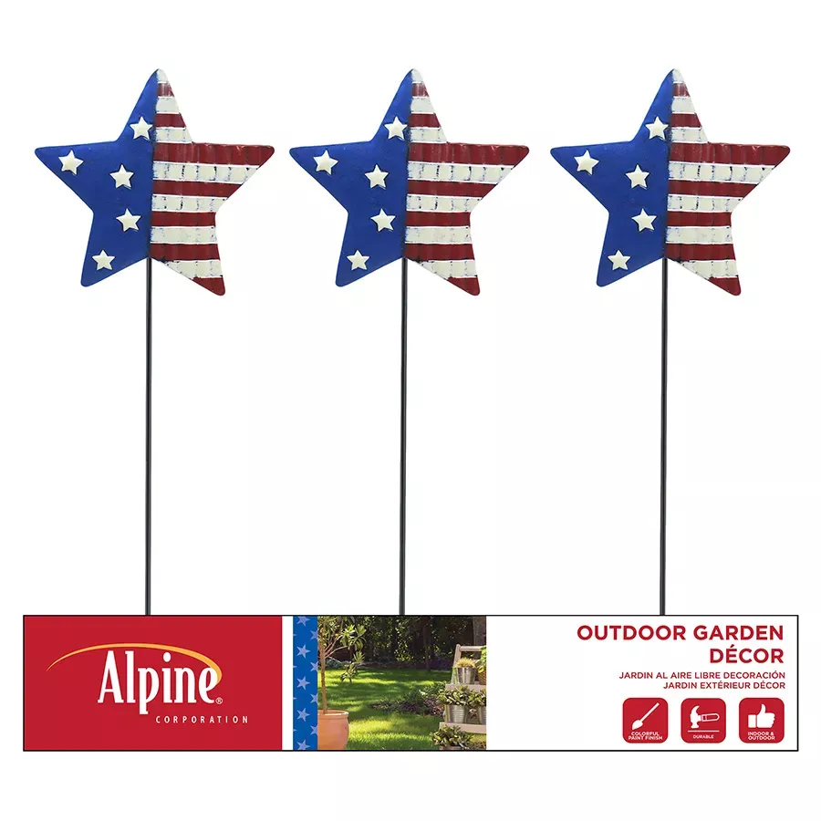 Alpine Patriotic Metal Flag Garden Stake - 24"