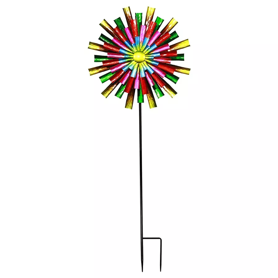Alpine Prismatic Flower Kinetic Wind Spinner Stake