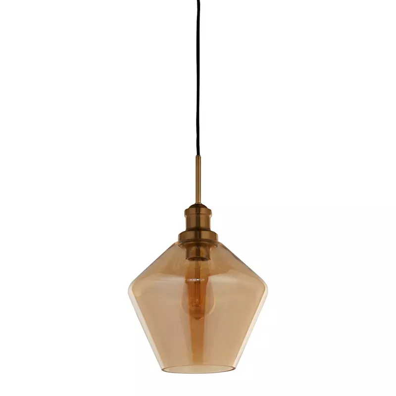 Amber Geo Glass Hardwire Pendant Light, 9"