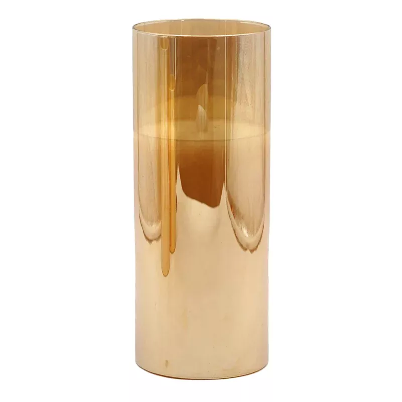 Amber Glass LED Pillar Candle, 4x10