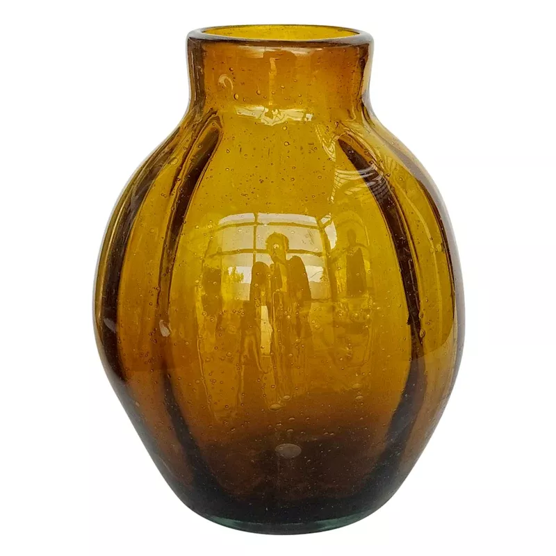 Amber Glass Vase, 7.5"