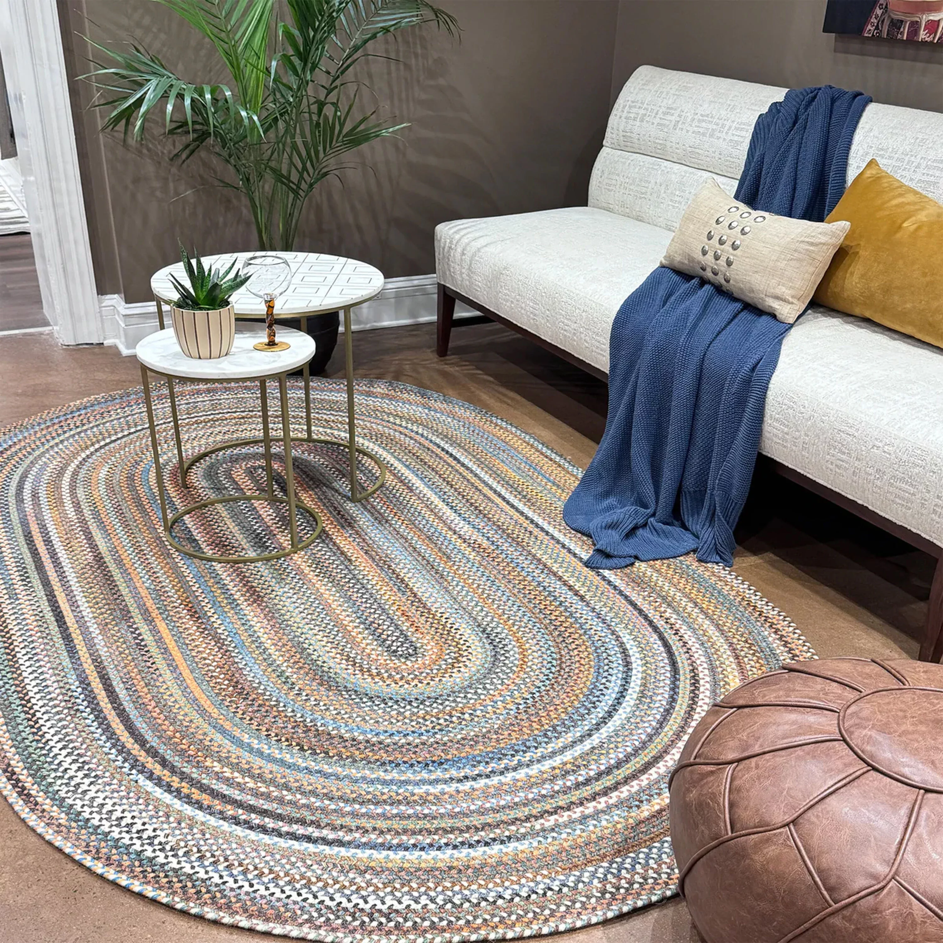 American Legacy Slate Blue Oval/Round Area Rug