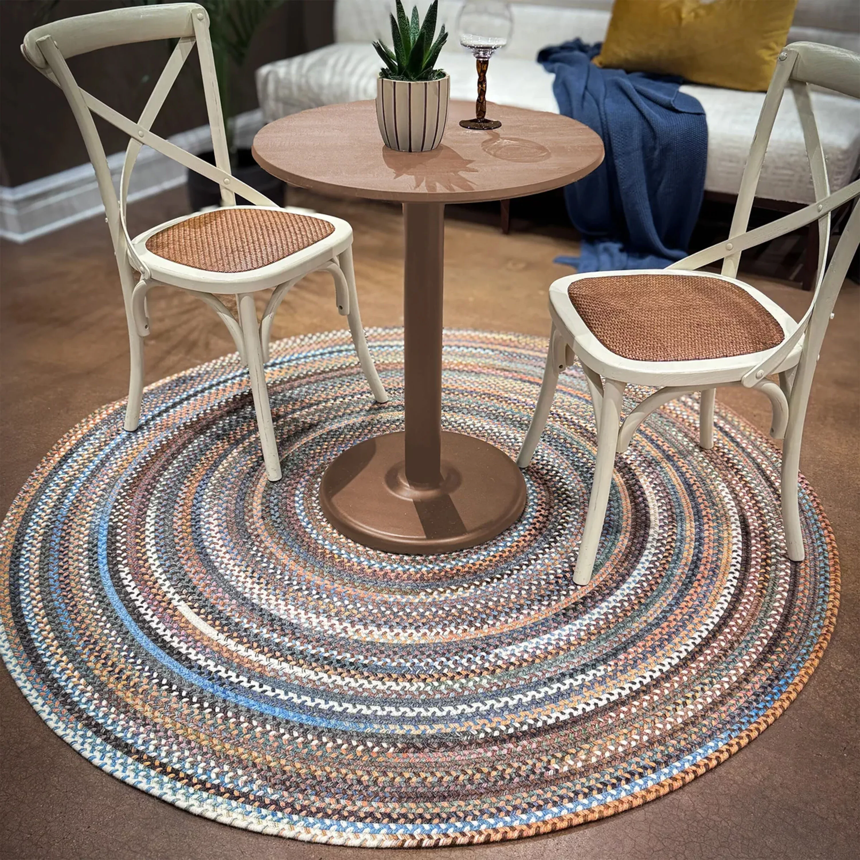 American Legacy Slate Blue Round Area Rug