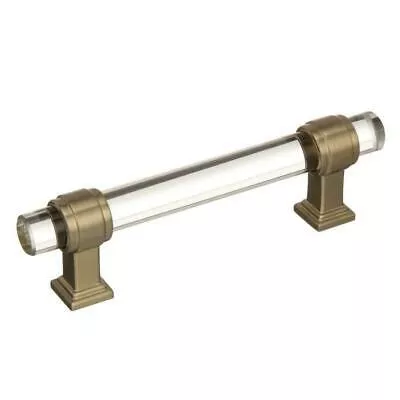Amerock BP36654CBBZ Glacio 3-3/4 Inch-96 mm Pull Bar Clear/Golden Champagne