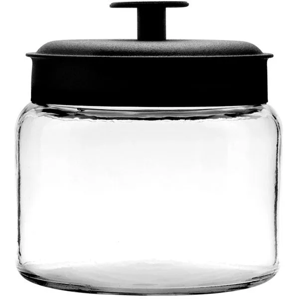 Anchor Hocking 96710 Mini Montana Jars with Black Metal Covers, 48 OZ