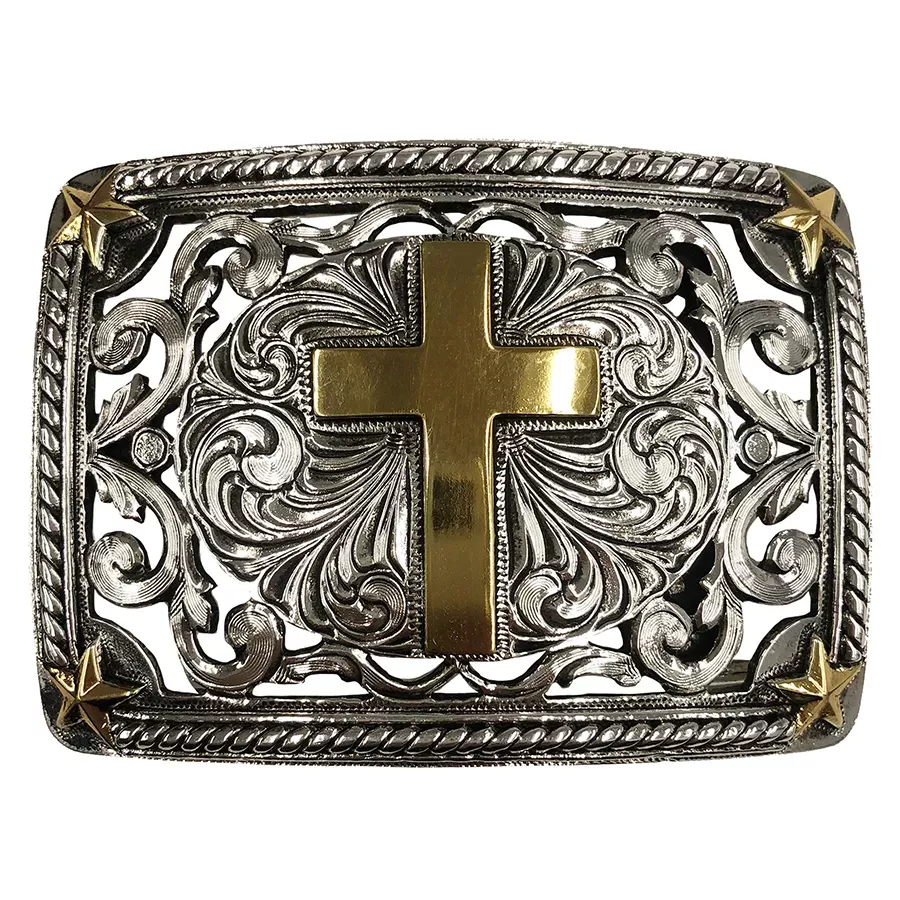 AndWest Filigree Cross Buckle - Antique Gold/Silver