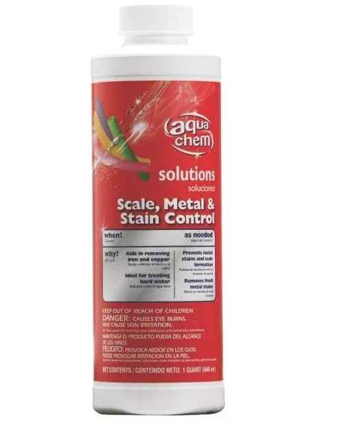 Aqua Chem 05327AQU Scale, Metal and Stain Control for Swimming Pools, 1 Quart