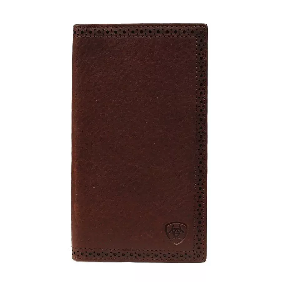 Ariat Men's Dark Copper Leather Perforated Edge Rodeo Wallet