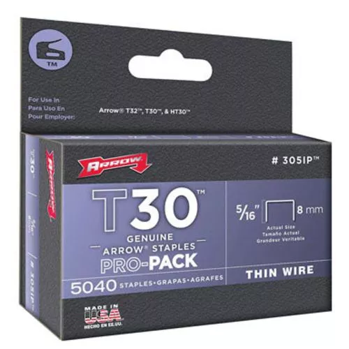 Arrow Fastener 305IP Heavy Duty Thin Wire T30 Staples, 5/16"
