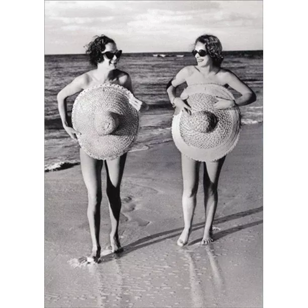 Avanti - Two Ladies with Big Beach Hats Birthday Card