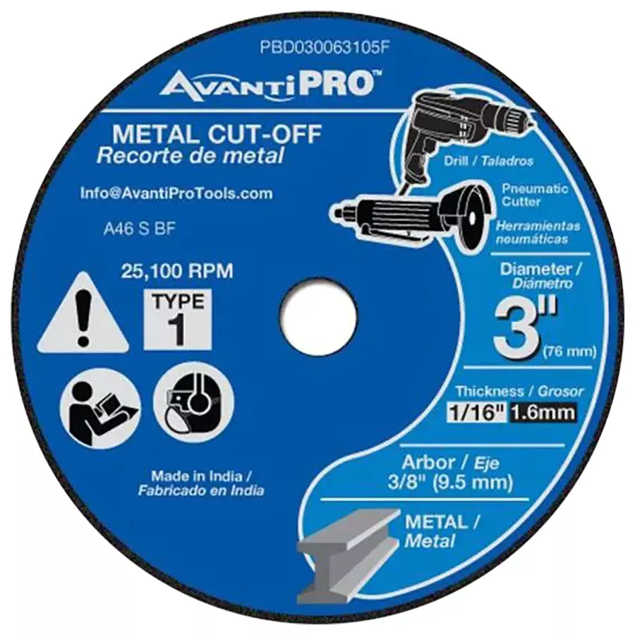 AvantiPRO Type 1 Cut-Off Wheel - 3" x 1/16" x 3/8"