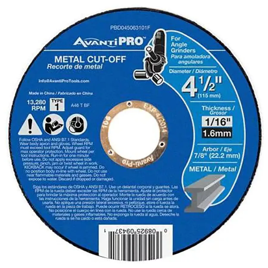 AvantiPRO Type 1 Cut-Off Wheel - 4 1/2" x 1/16" x 7/8"